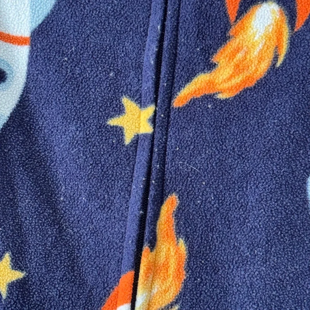 Carters Just One You Boys 18M Navy Blue Rocket Ship Fleece‎ Footed Pajamas